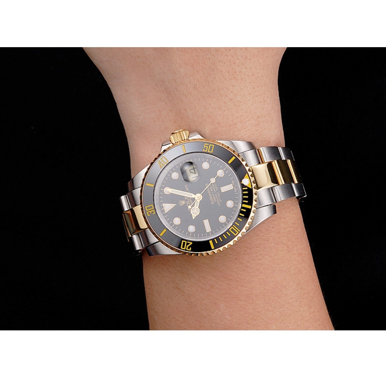Best AAA Replica Sites Rolex Swiss Bracelet Tone Submariner And Gold Steel Two Dial Bezel Black 0728